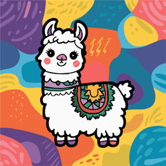 cute lama illustration wallpaper