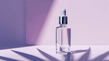 Naklejka premium Beauty product Clear liquid in glass dropper bottle collagen peptide serum with hyaluronic acid Cosmetic branding mockup with copy space