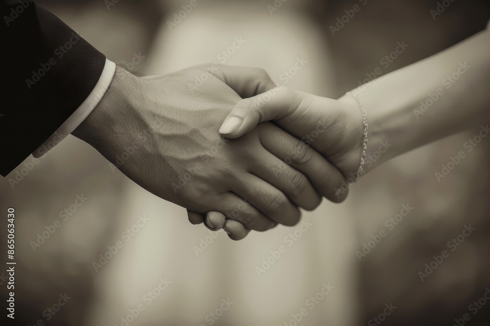 Poster close-up of two individuals intertwined their hands in a gesture of unity and connection, a union of