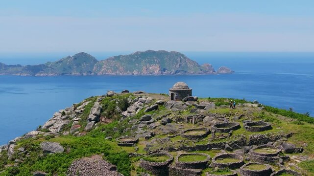Drone footage of O Facho de Donon, and Galaico-roman Sanctuary in Vilanova, Pontevedra, Spain