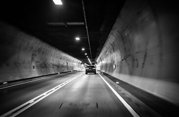 Fototapeta premium Traffic on highway in tunnel , Germany