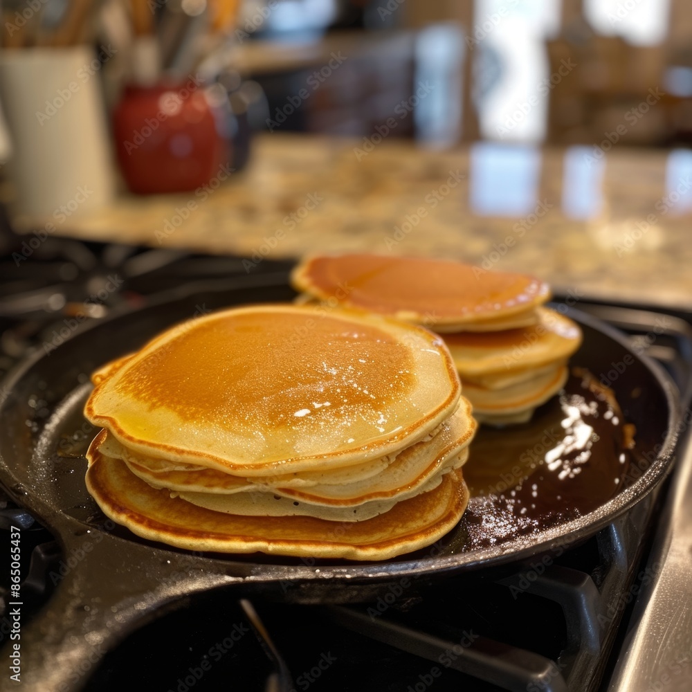 Poster light and fluffy pancakes cooked evenly and without a hint of smoke due to the use of avocado oil on