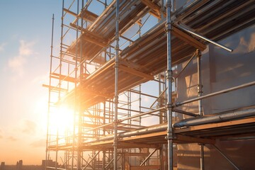 Chicago downtown skyline cityscape of Illinois, USA at sunset