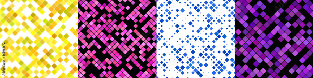 Poster seamless geometrical diagonal square pattern set
