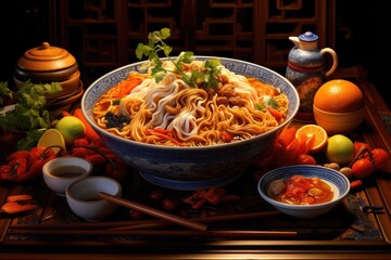 High Quality Tasty Composition Bowl of Noodles