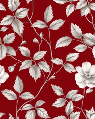 Red and white floral seamless pattern.