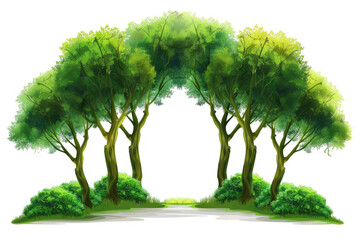 A group of trees that form a natural archway, png