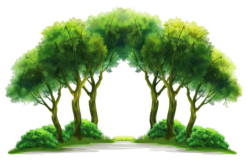 A group of trees that form a natural archway, png