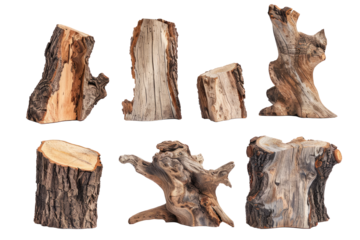 Abstract Tree Stumps: Different tree stump profiles, each showcasing unique shapes and patterns created by nature.