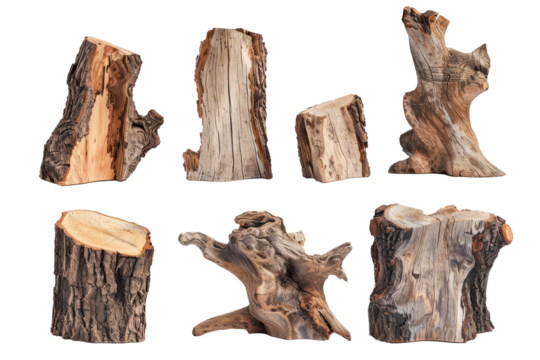 Abstract Tree Stumps: Different tree stump profiles, each showcasing unique shapes and patterns created by nature.
