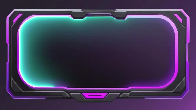 Glowing Neon Gaming Frame: Futuristic Square Loop on Black Background