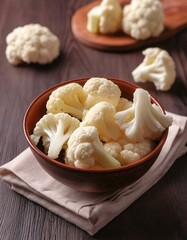 Fresh peeled cauliflower in bowl