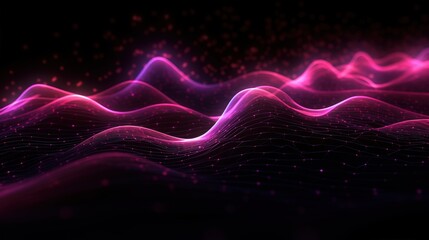 Obraz premium Abstract Digital Landscape with Pink and Purple Waves