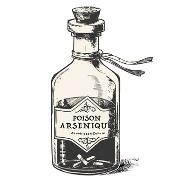Bottle of poison, Vintage engraved illustration isolated on white