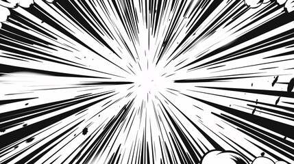 Retro-style manga banner with fast rays and dynamic black lines for decoration.