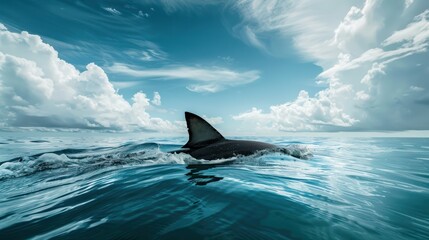 Fototapeta premium The shark fin in ocean