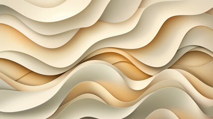Fototapeta premium 3D render of an abstract background with wavy layers in beige, brown and gray colors.