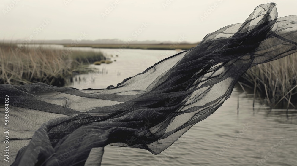 Poster as if guided by an invisible hand the fabric glides effortlessly above the tranquil waters of the ma