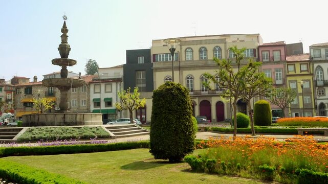 Campo das Hortas Fountain in Braga, Portugal