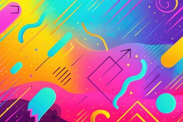 Vibrant retro 80s, 90s inspired banner featuring a dynamic gradient texture