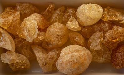 amber mineral stones close up