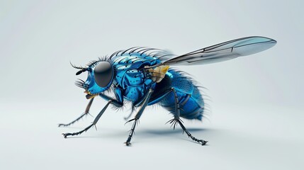 Blue fly isolated on white background.