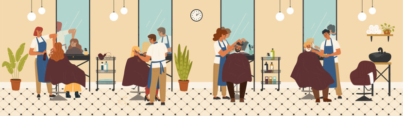 Hairdressing salon and barbershop studio vector illustration