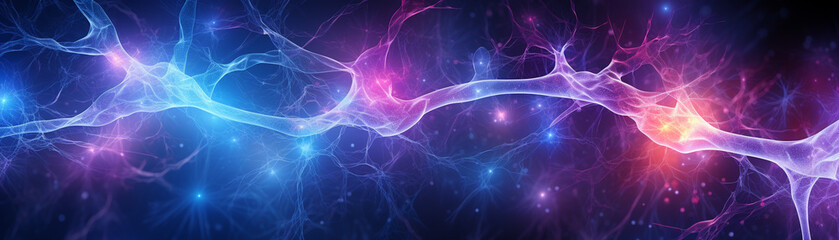 Abstract representation of nerves with electric currents, vibrant colors, Guillain-Barre syndrome electric, neurological impact