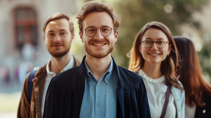 Fototapeta premium Group of Professional People Standing and Smiling Together - Colleagues from Work, Team Spirit and Success