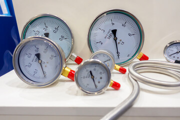 Naklejka premium Manometers for measuring excess pressure in systems and installations with high purity requirements.