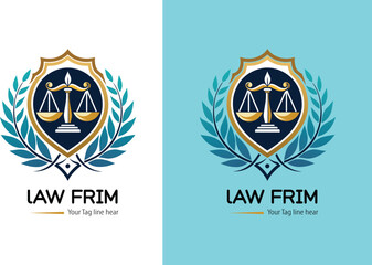 Law firm logo set, Law office logotypes set with scales of justice. Symbols of legal centers