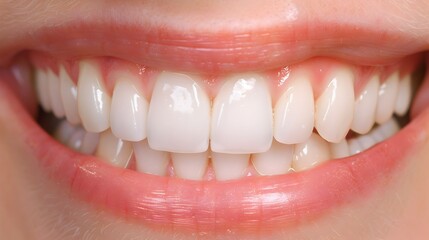 Fototapeta premium Bright Healthy Smile Showing Clean White Teeth in Close Up Shot