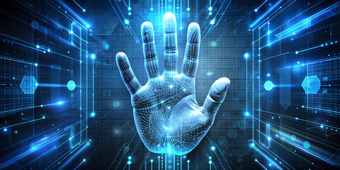 abstract digital background with hand