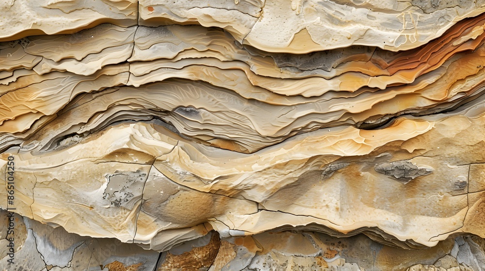 Poster Close up Detailed View of Weathered Sandstone Surface with Intricate Geological Patterns and Textures