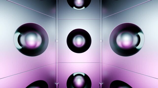 Disco club party audio speaker background. Design. Purple and silver loudspeakers.
