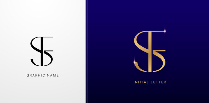 SF or FS initials letters monogram logos symbols for business cards elements, branding company identity, advertisement material golden foil paper, collage print, ads campaign, wedding invitation signs