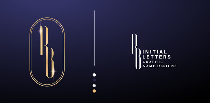 RB elegant monogram letter logo design. luxury gold letters with silver color isolated backgrounds for company and business, branding ads campaigns, letterpress, embroidery, cover invitations envelope