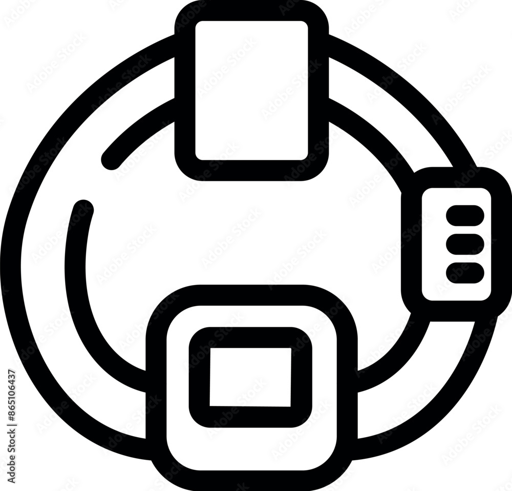 Poster outline icon depicting a smartwatch connecting to wifi, representing the concept of internet of thin