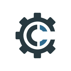 letter C and gear mechanic logo vector illustration template design