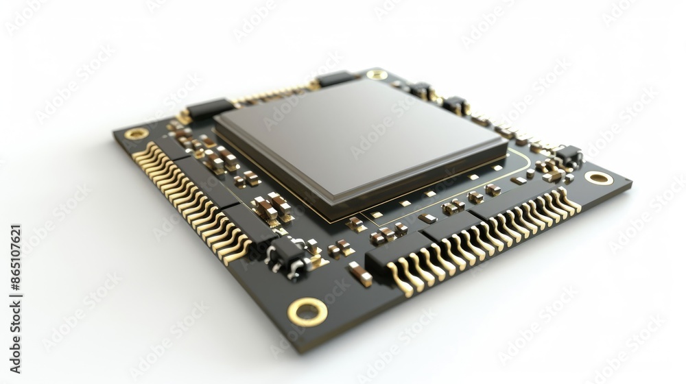 Poster cpu processor chip isolated on white background
