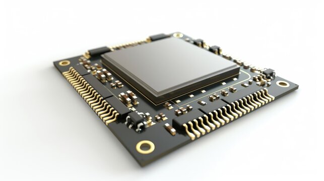 CPU processor chip isolated on white background