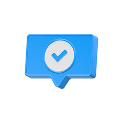 Check mark with bubble chat 3d icon