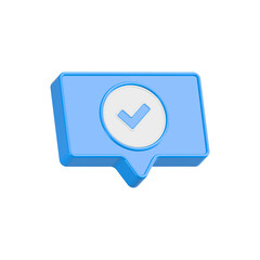 Check mark with bubble chat 3d icon