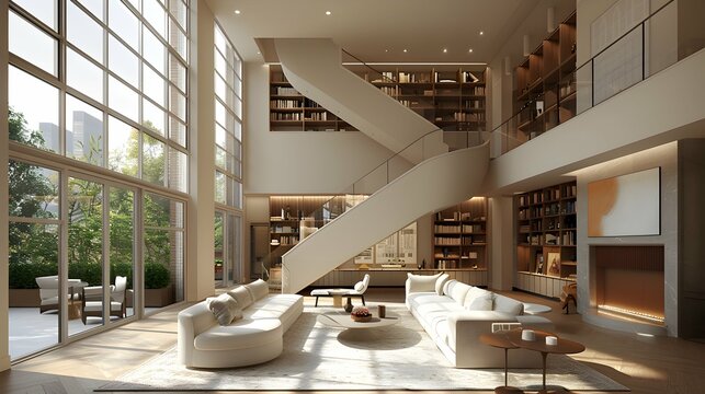 Luxurious and elegantly designed interior of a $50 million townhome in the Upper West Side, New York, captured in high-resolution. The image showcases the grandeur of the townhome with a spacious, mul