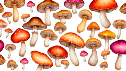 Mushrooms on white background