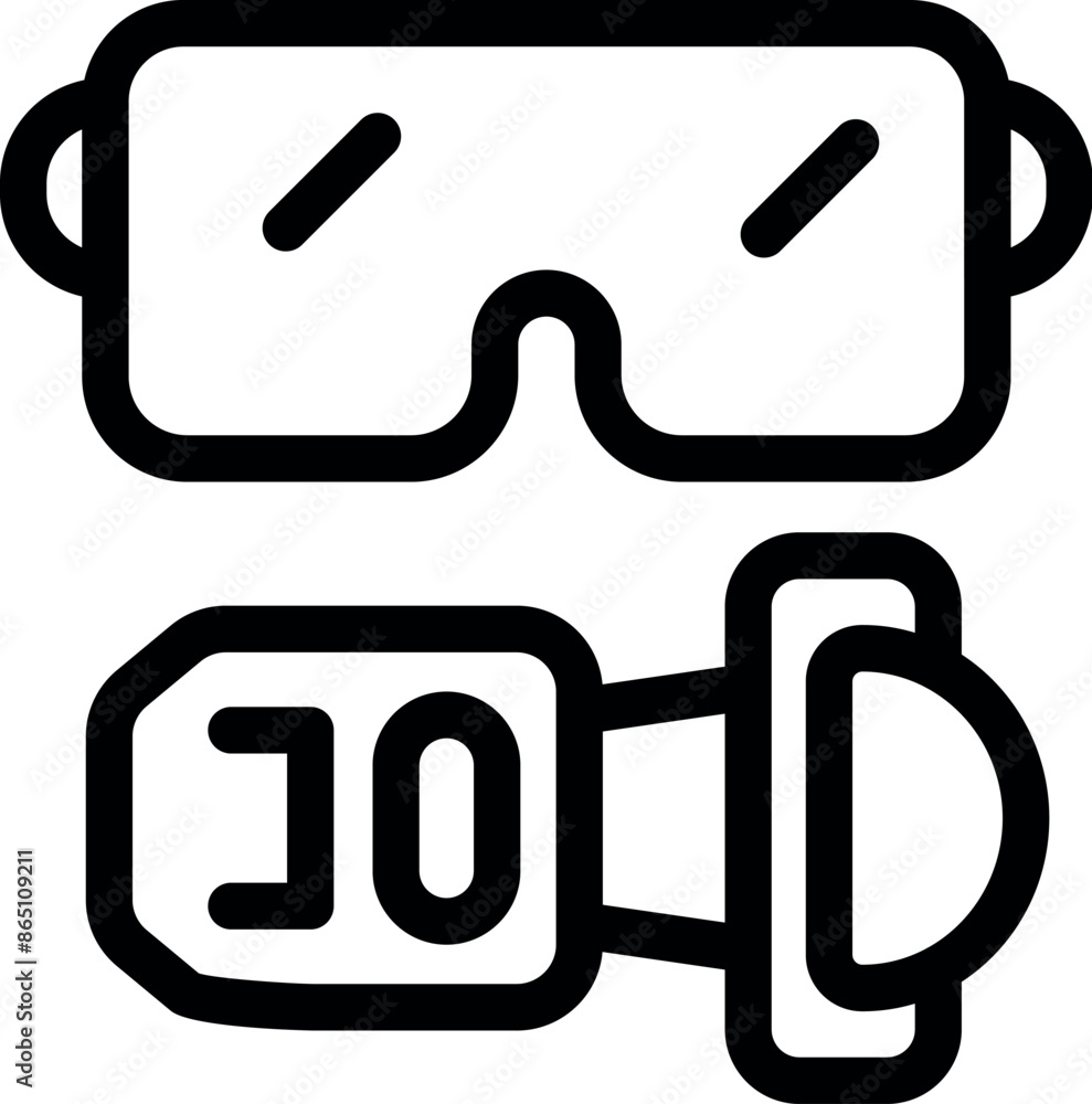 Poster simple icon of a vr set with a headset and controllers, perfect for explaining vr concepts