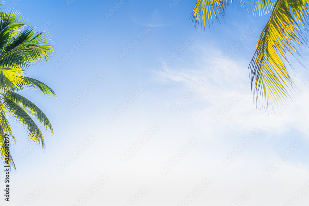 Wall mural sky with white cloud, easy on the eyes, relaxed at patong beach, phuket, thailand background.