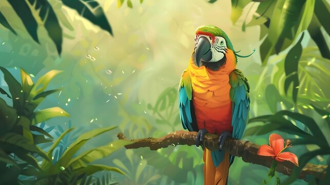 tropical parrot cartoon. 