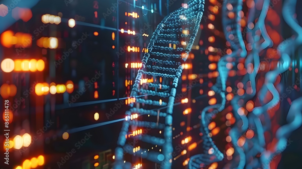 Aufkleber Digital Decoding of Genetic Sequence Displayed on Technical Interface