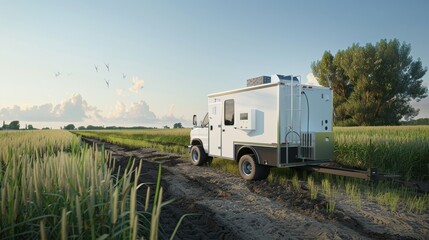 Field Science Mobile Lab Van Conducting Soil and Water Testing in Action